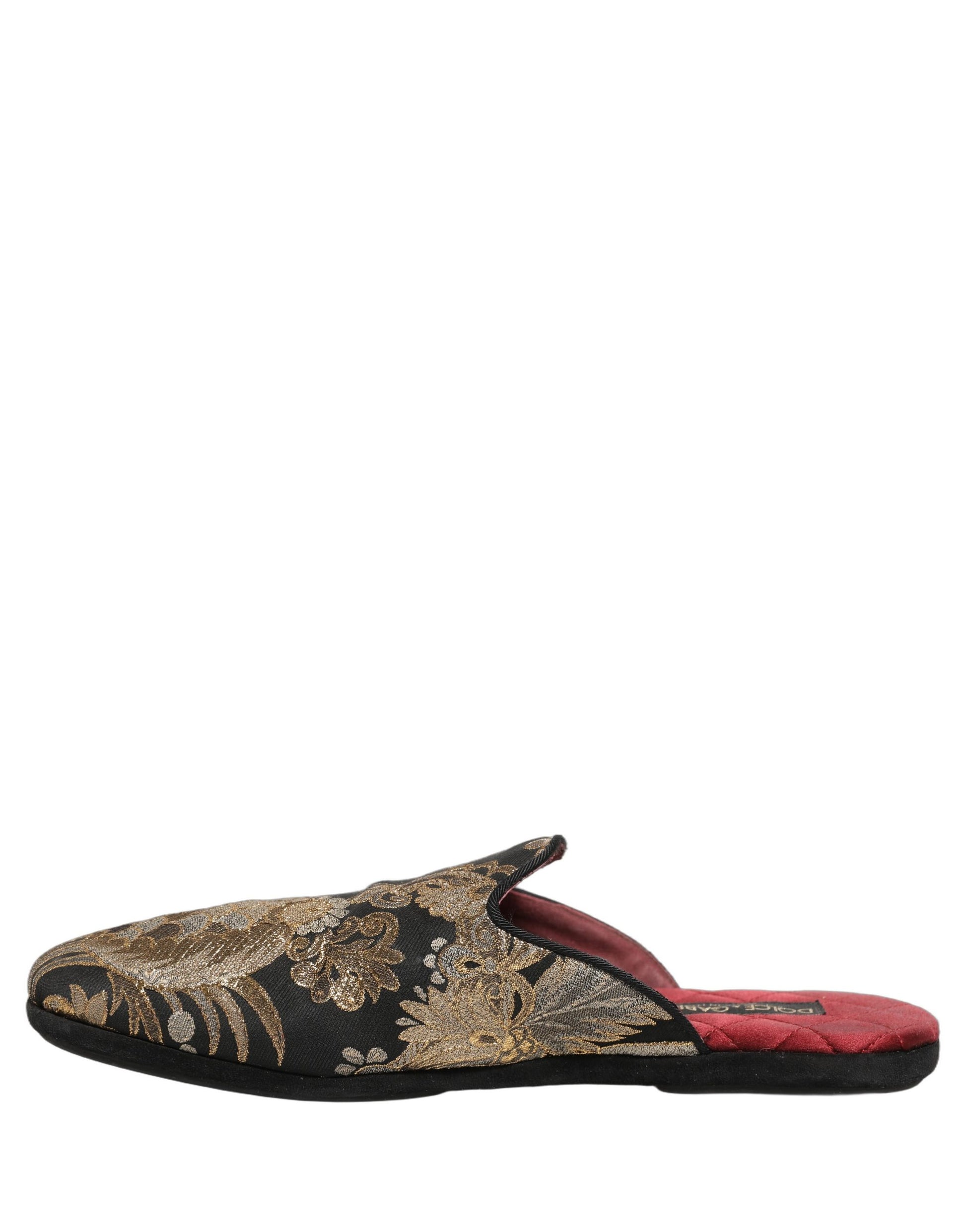Dolce & Gabbana Black Floral Jacquard Flats Sandals for Men