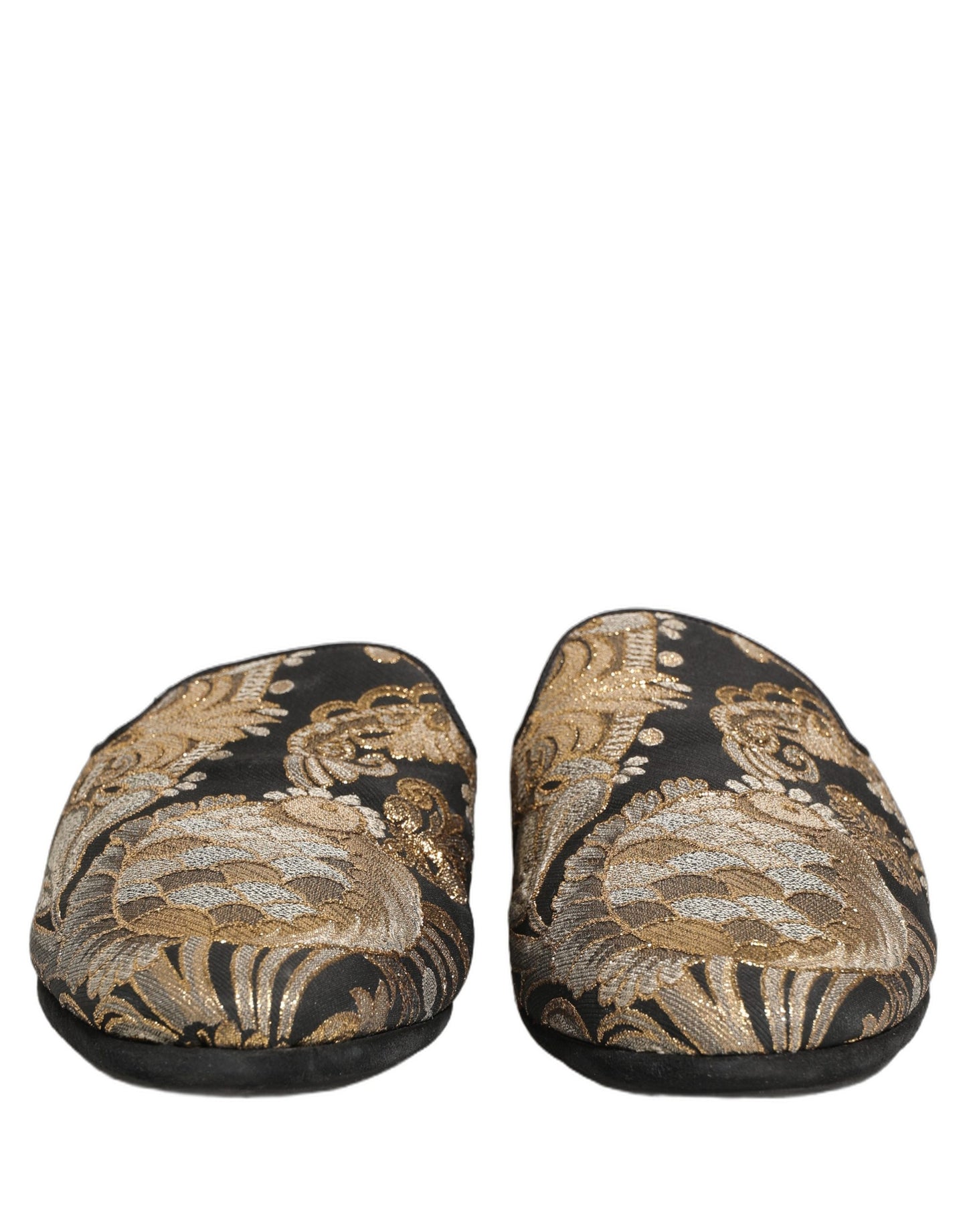 Dolce & Gabbana Black Floral Jacquard Flats Sandals for Men