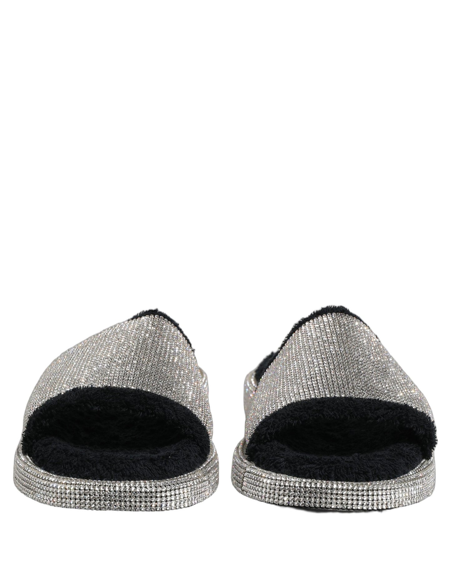 Dolce & Gabbana Black Crystal Embellished Platform Slides for Men