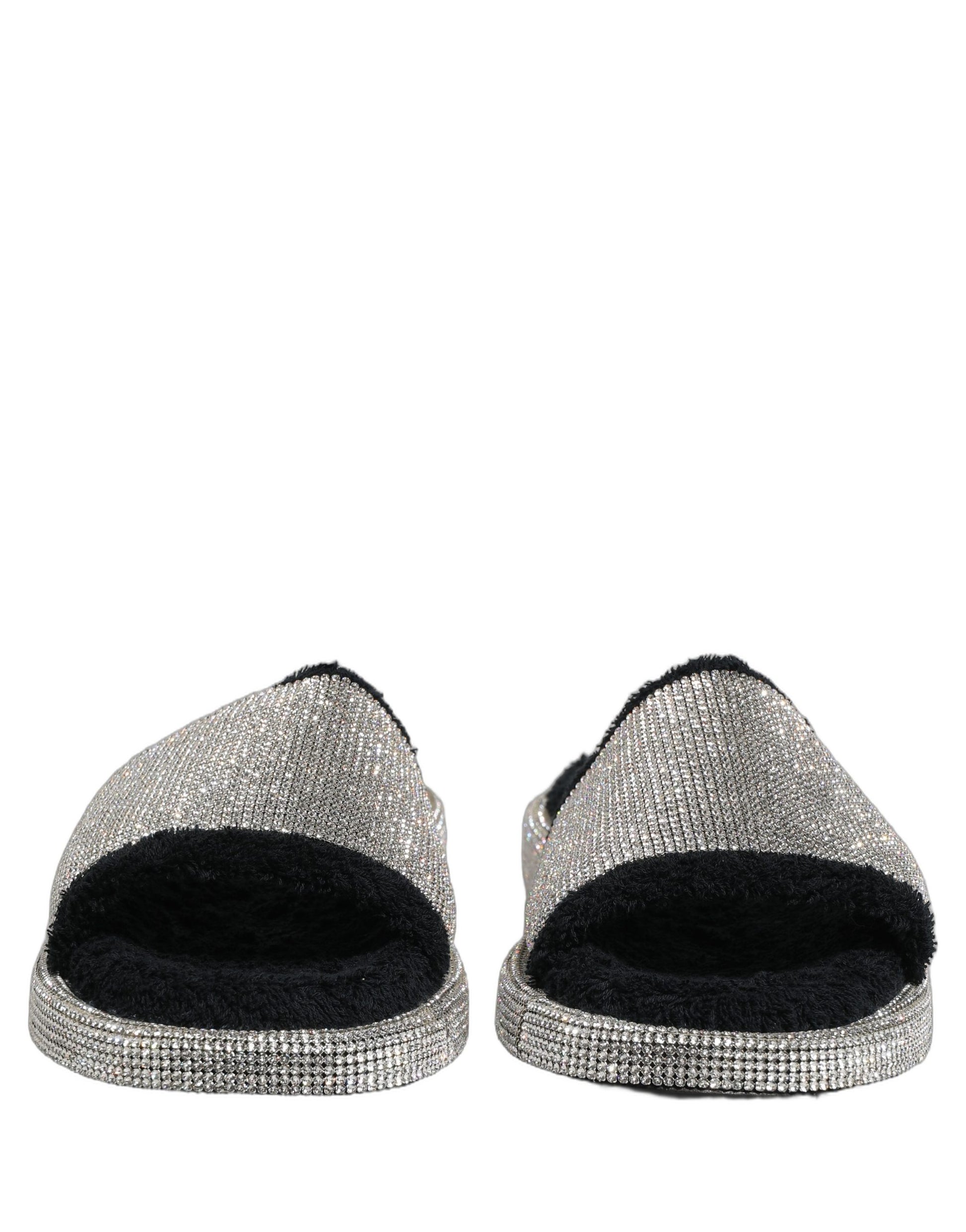 Dolce & Gabbana Black Crystal Embellished Platform Slides for Men