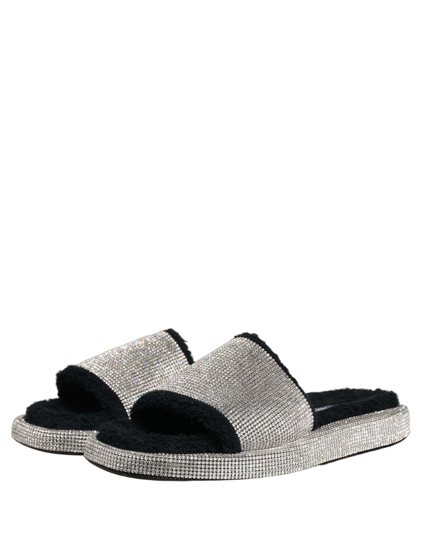 Dolce & Gabbana Black Crystal Embellished Platform Slides for Men