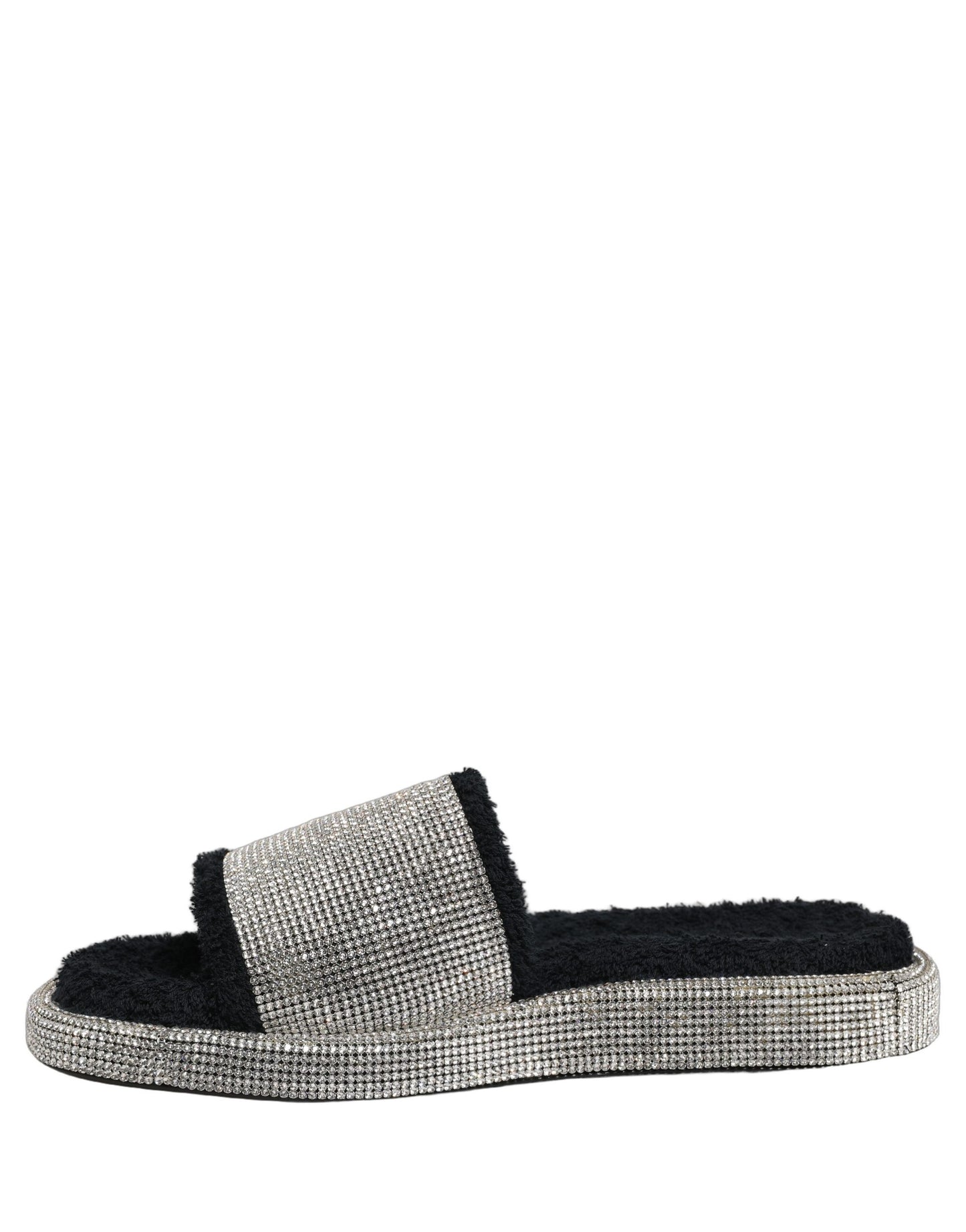 Dolce & Gabbana Black Crystal Embellished Platform Slides for Men