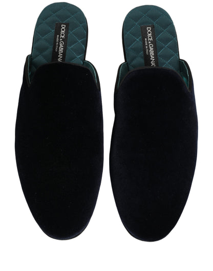 Dolce & Gabbana Dark Blue Suede Slides - Luxurious Comfort for Men