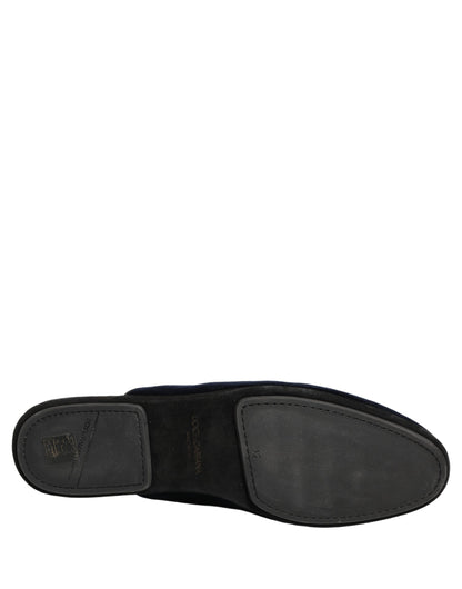 Dolce & Gabbana Dark Blue Suede Slides - Luxurious Comfort for Men