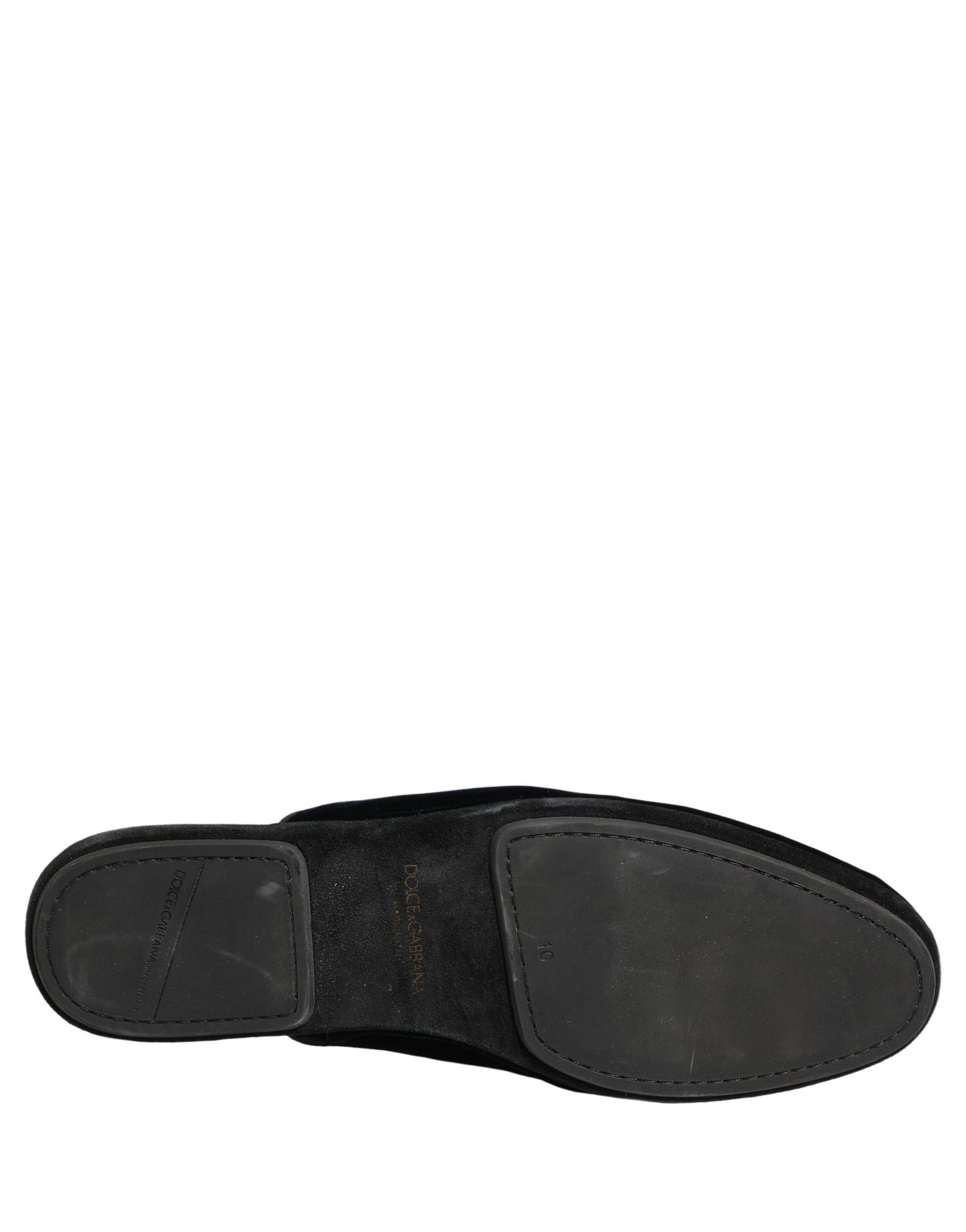 Dolce & Gabbana Dark Blue Suede Slides Flat Slipper for Men