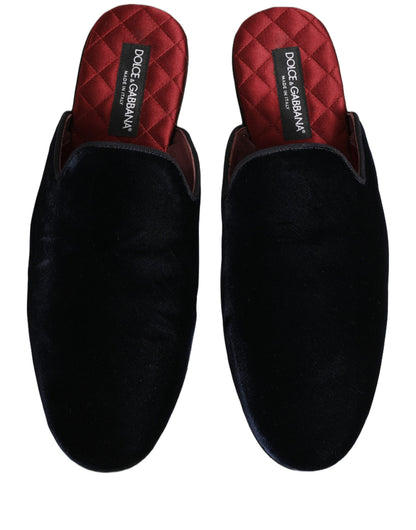Dolce & Gabbana Dark Blue Suede Slides Flat Slipper for Men