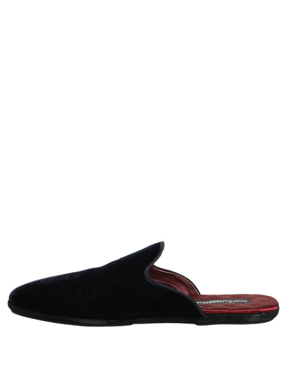 Dolce & Gabbana Dark Blue Suede Slides Flat Slipper for Men