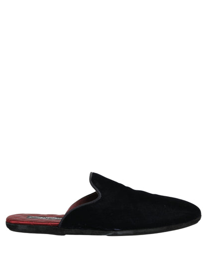 Dolce & Gabbana Dark Blue Suede Slides Flat Slipper for Men