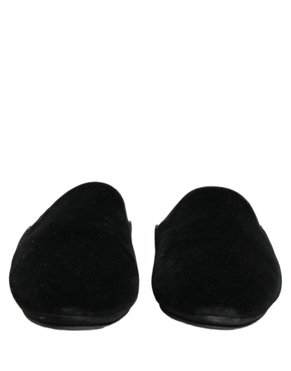 Dolce & Gabbana Black Suede Slides - Luxurious Comfort for the Modern Man