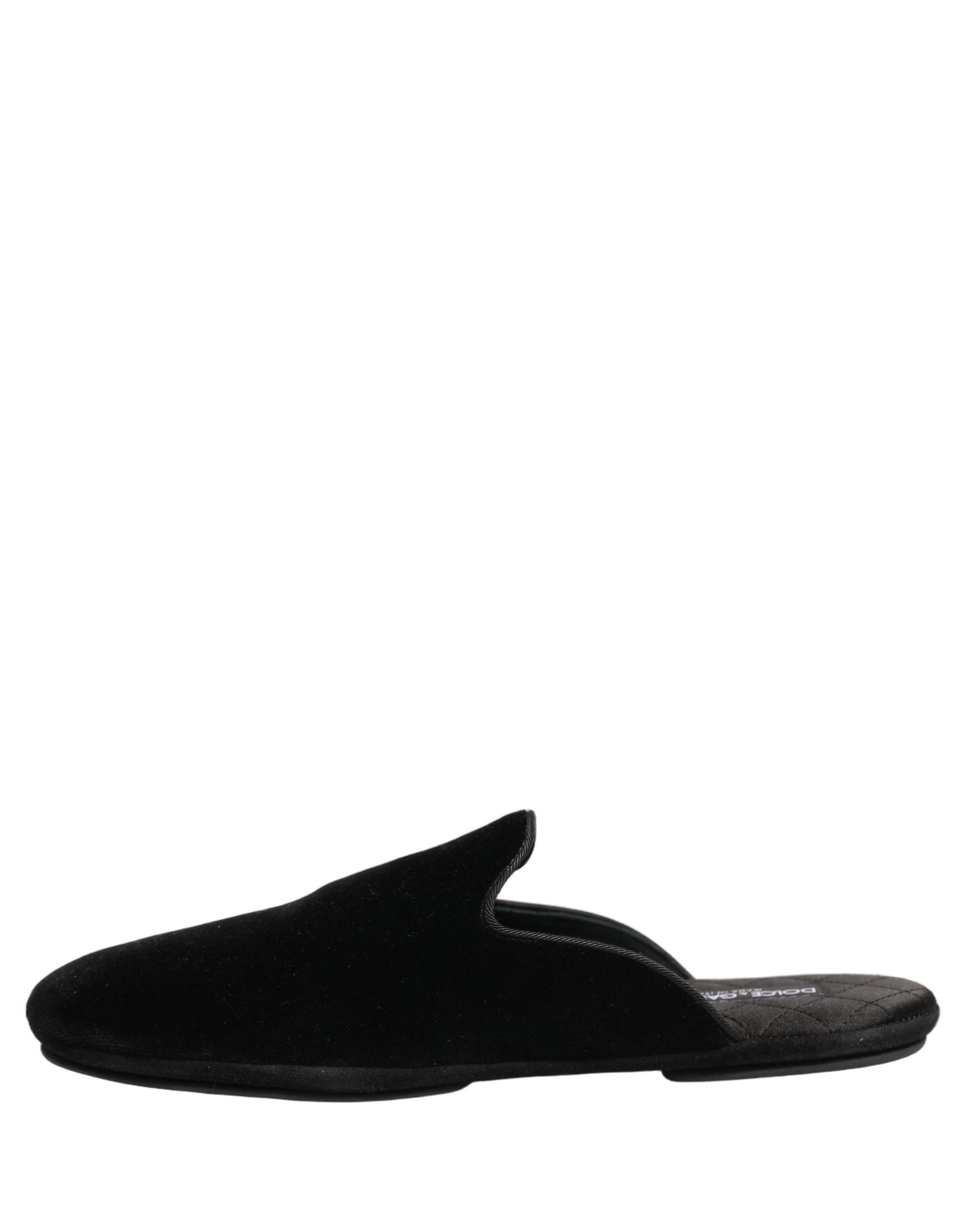 Dolce & Gabbana Black Suede Slides - Luxurious Comfort for the Modern Man