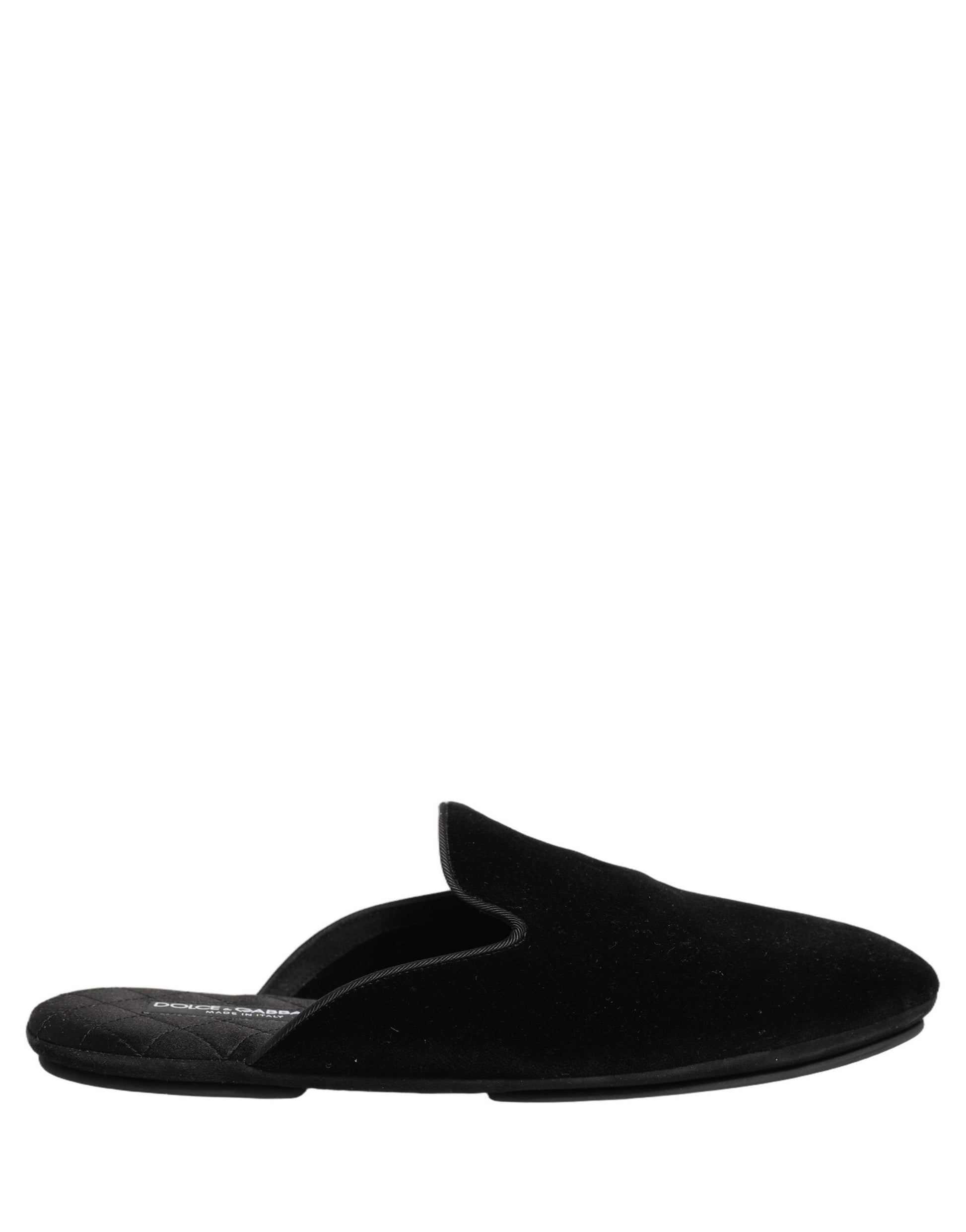 Dolce & Gabbana Black Suede Slides - Luxurious Comfort for the Modern Man