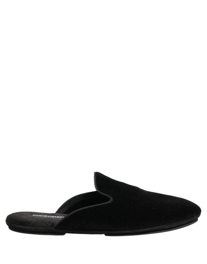Dolce & Gabbana Black Suede Slides - Luxurious Comfort for the Modern Man