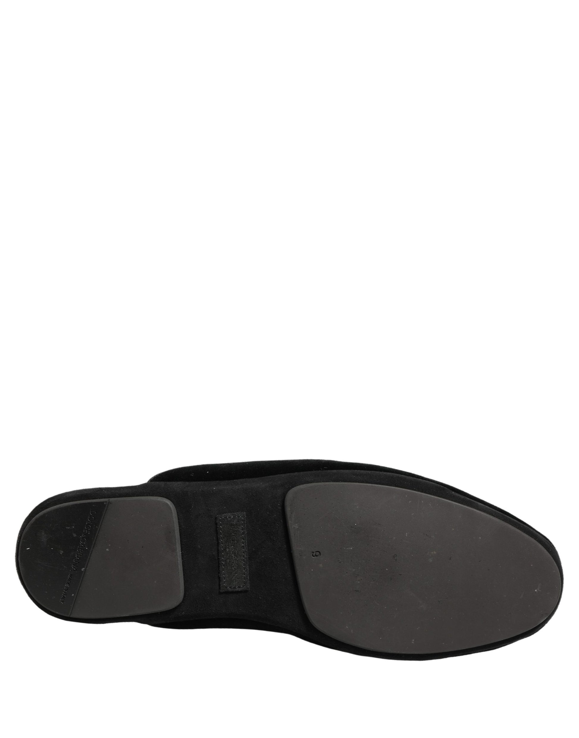 Dolce & Gabbana Black Suede Slides - Luxurious Comfort for the Modern Man