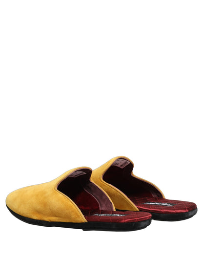 Dolce & Gabbana Yellow Suede Slides - Elegance Meets Comfort