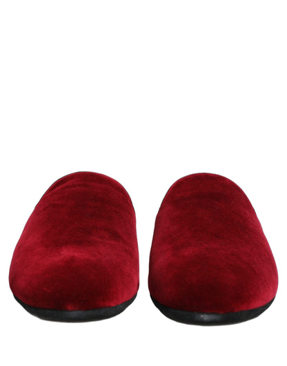 Dolce & Gabbana Red Suede Slides - Luxurious Flat Slippers for Men
