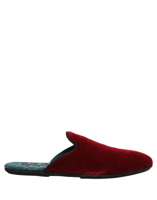 Dolce & Gabbana Red Suede Slides - Luxurious Flat Slippers for Men