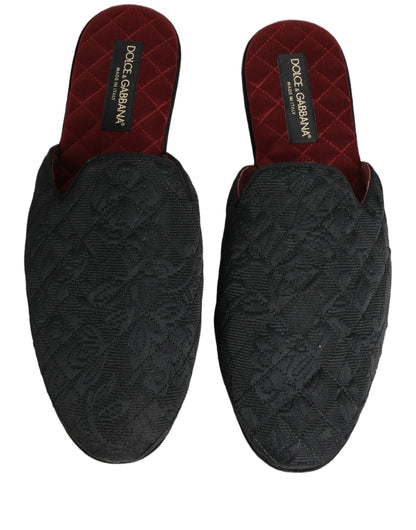 Dolce & Gabbana Black Floral Brocade Slides
