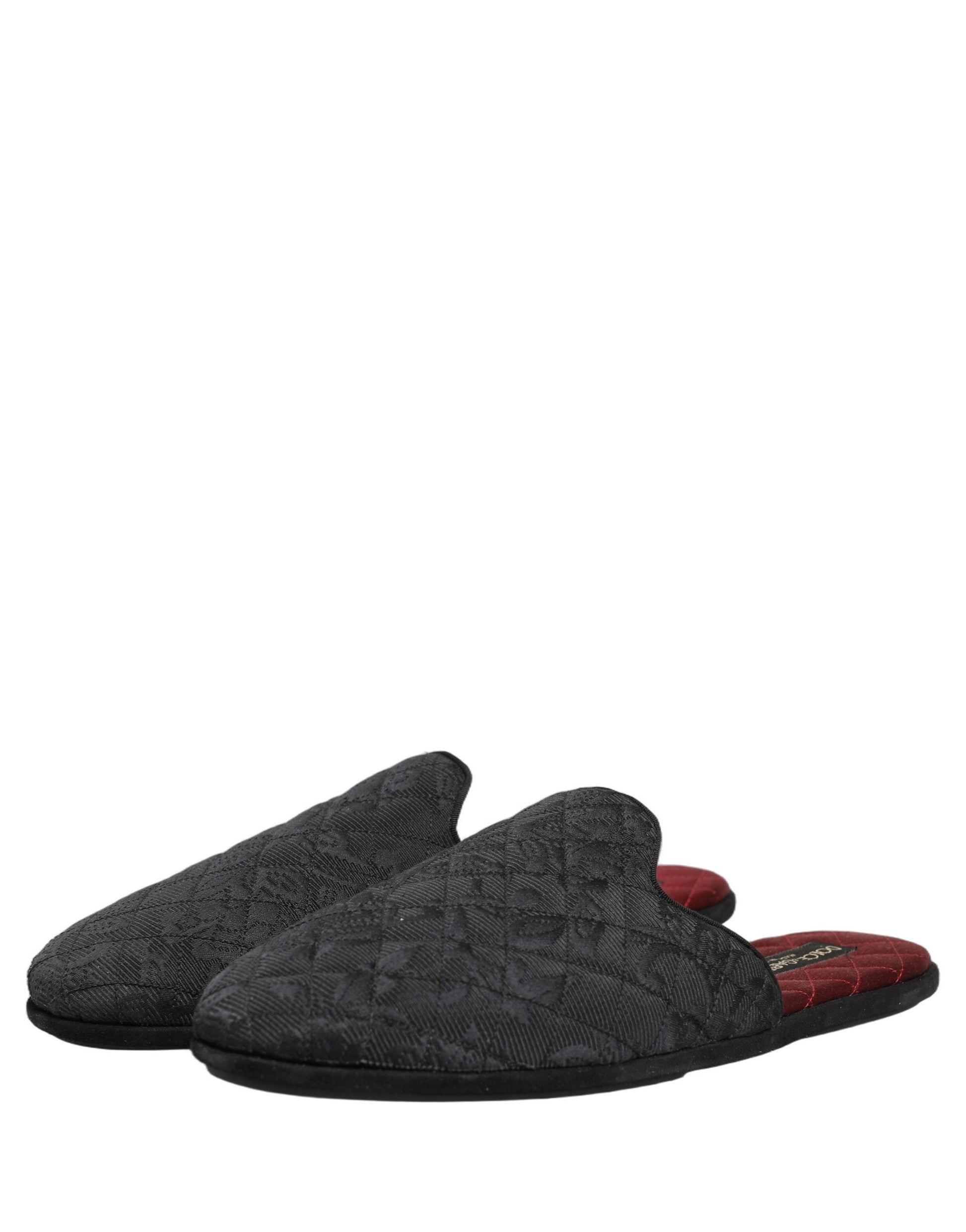 Dolce & Gabbana Black Floral Brocade Slides