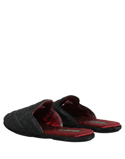 Dolce & Gabbana Black Floral Brocade Slides