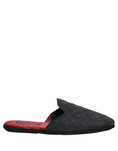 Dolce & Gabbana Black Floral Brocade Slides