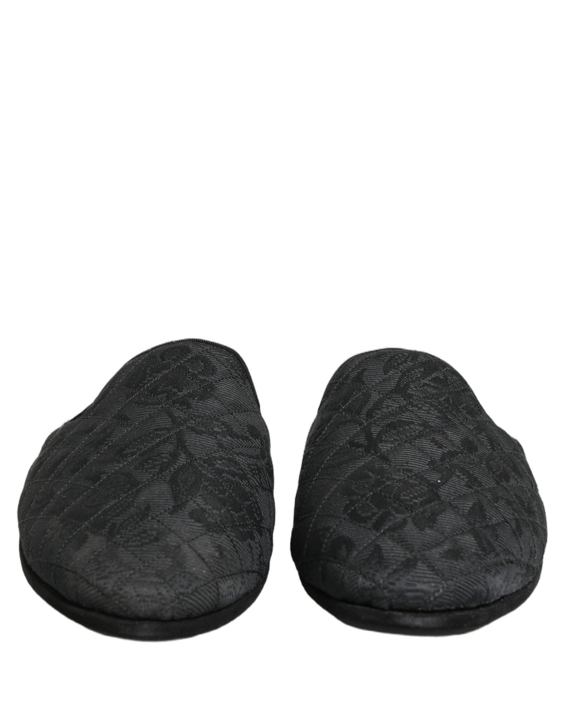Dolce & Gabbana Black Floral Brocade Slides