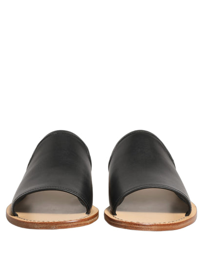 Dolce & Gabbana Brown Leather Slides for Men - Luxury Casual Footwear