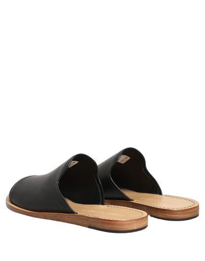 Dolce & Gabbana Brown Leather Slides for Men - Luxury Casual Footwear