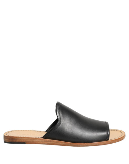Dolce & Gabbana Brown Leather Slides for Men - Luxury Casual Footwear
