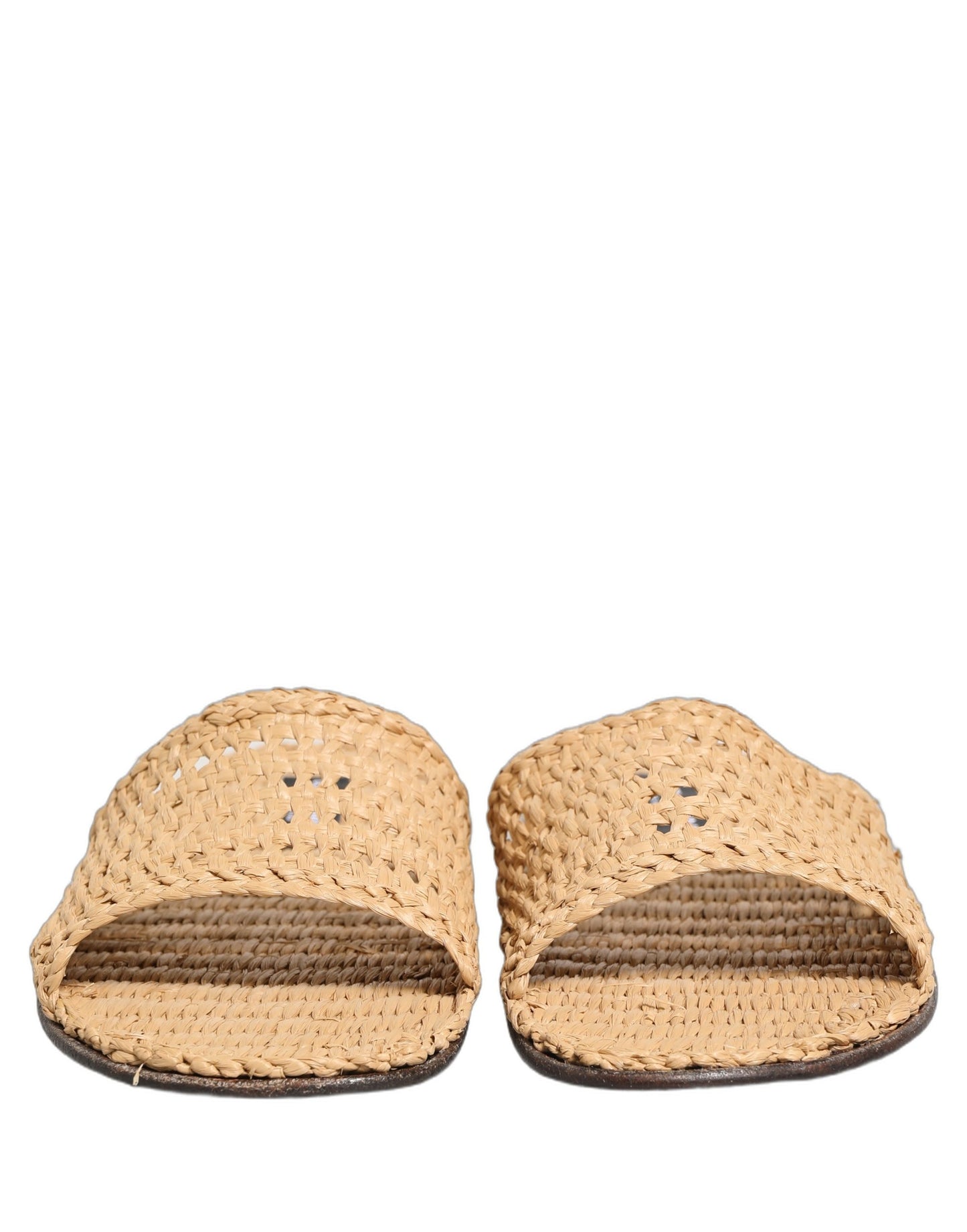 Dolce & Gabbana Beige Straw Raffia Slides: Effortless Luxury in Casual Footwear