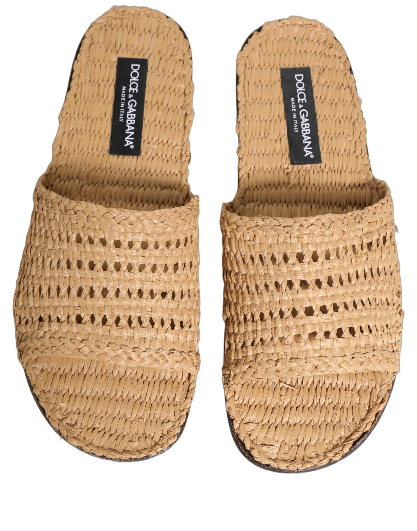 Dolce & Gabbana Beige Straw Raffia Slides: Effortless Luxury in Casual Footwear