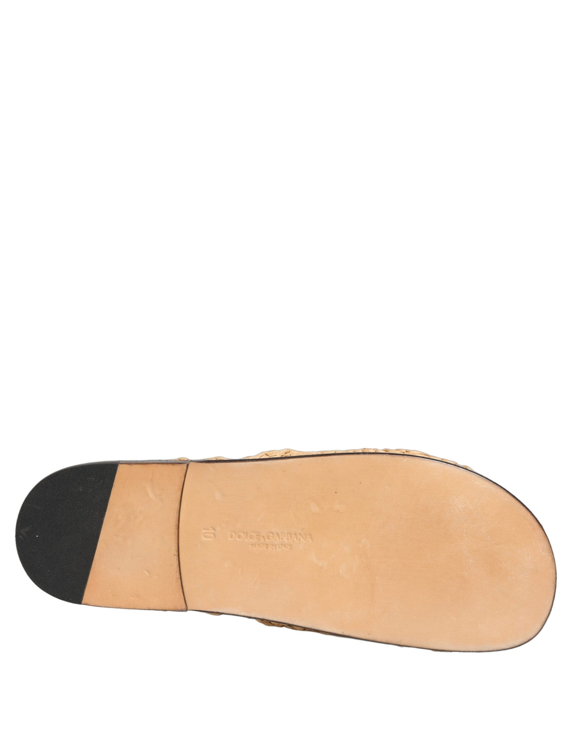 Dolce & Gabbana Beige Straw Raffia Slides: Effortless Luxury in Casual Footwear