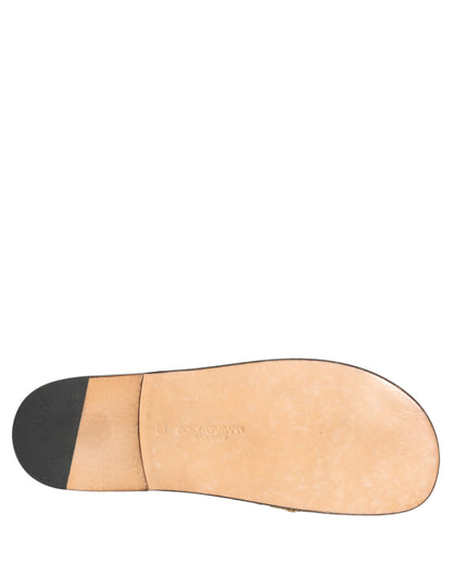 Dolce & Gabbana Beige Straw Raffia Slides Sandals
