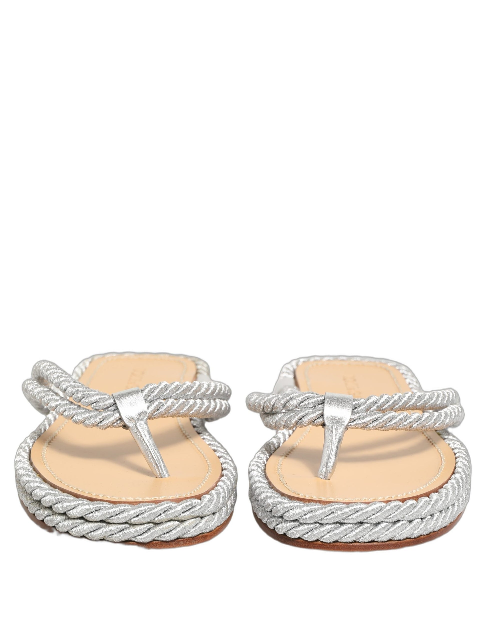 Dolce & Gabbana Silver Rope Slides Sandals