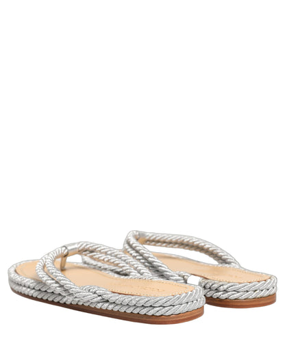 Dolce & Gabbana Silver Rope Slides Sandals