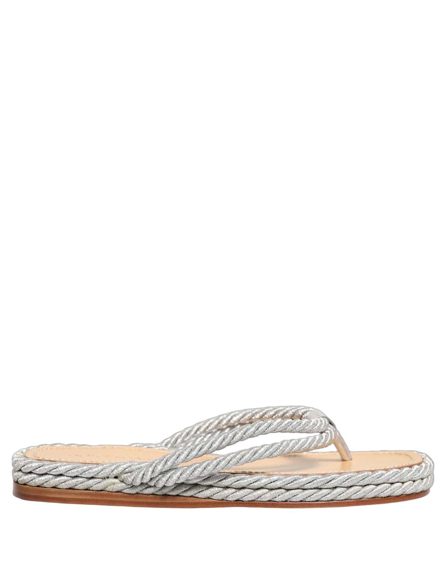 Dolce & Gabbana Silver Rope Slides Sandals