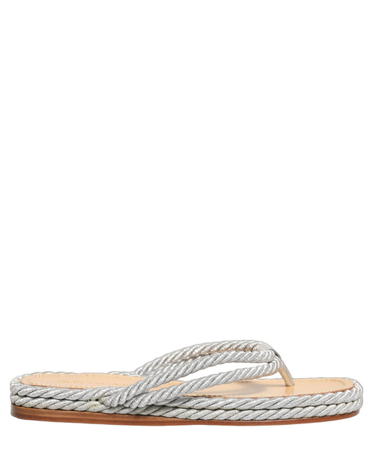 Dolce & Gabbana Silver Rope Slides Sandals