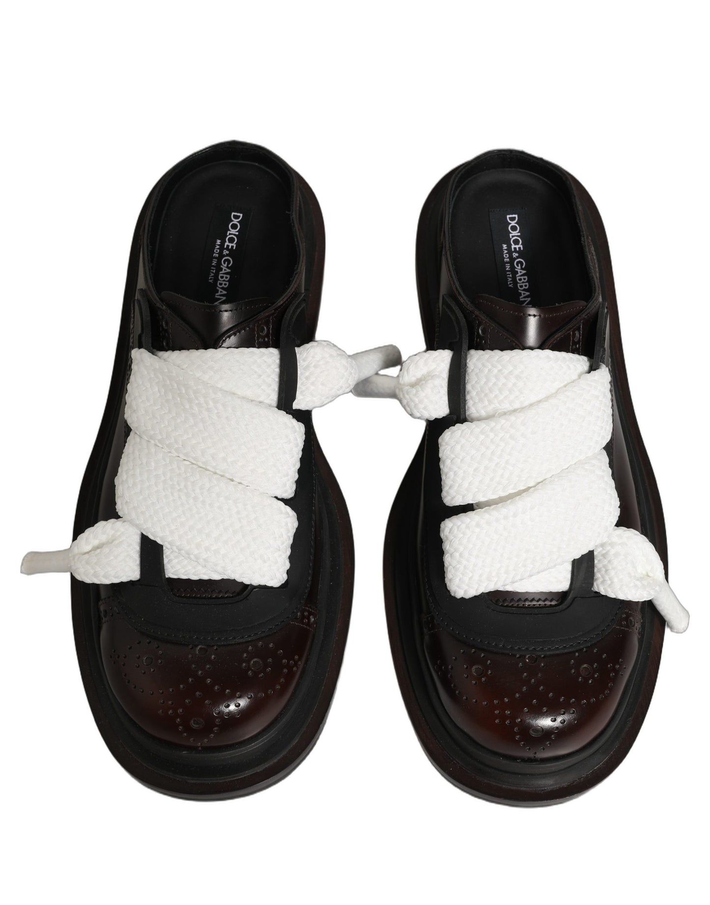 Dolce & Gabbana Brown Leather Slip-On Flat Sandals for Men