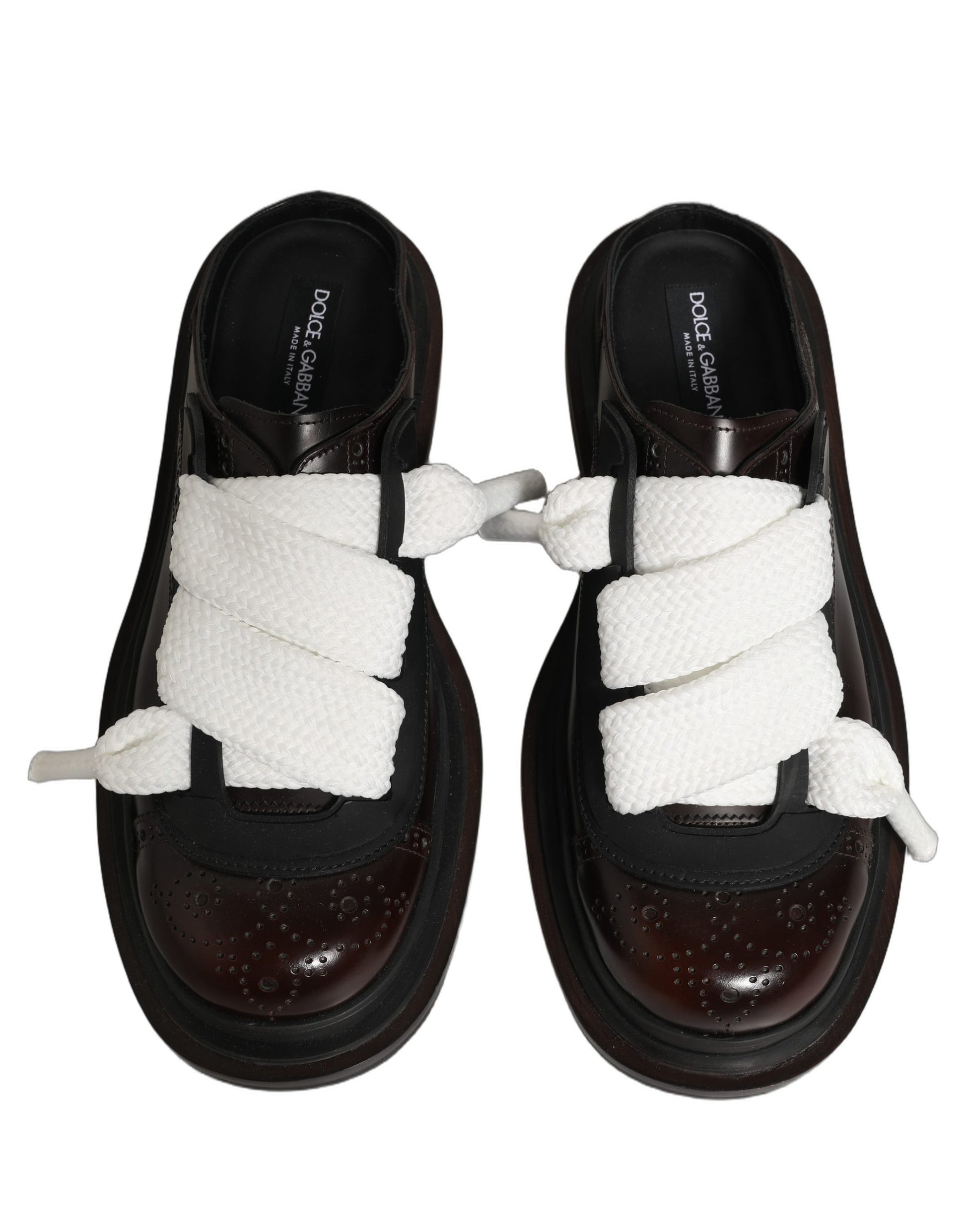 Dolce & Gabbana Brown Leather Slip-On Flat Sandals for Men