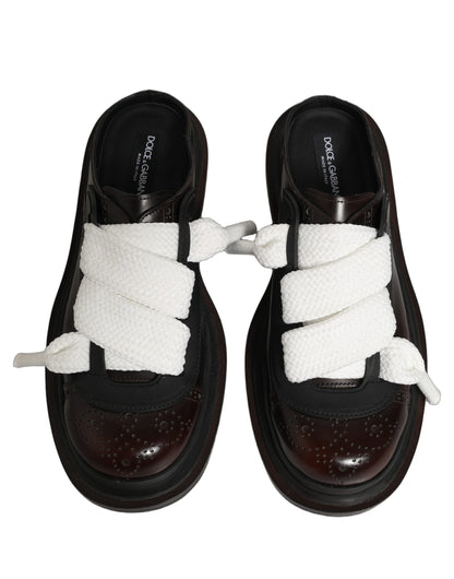 Dolce & Gabbana Brown Leather Slip-On Flat Sandals for Men