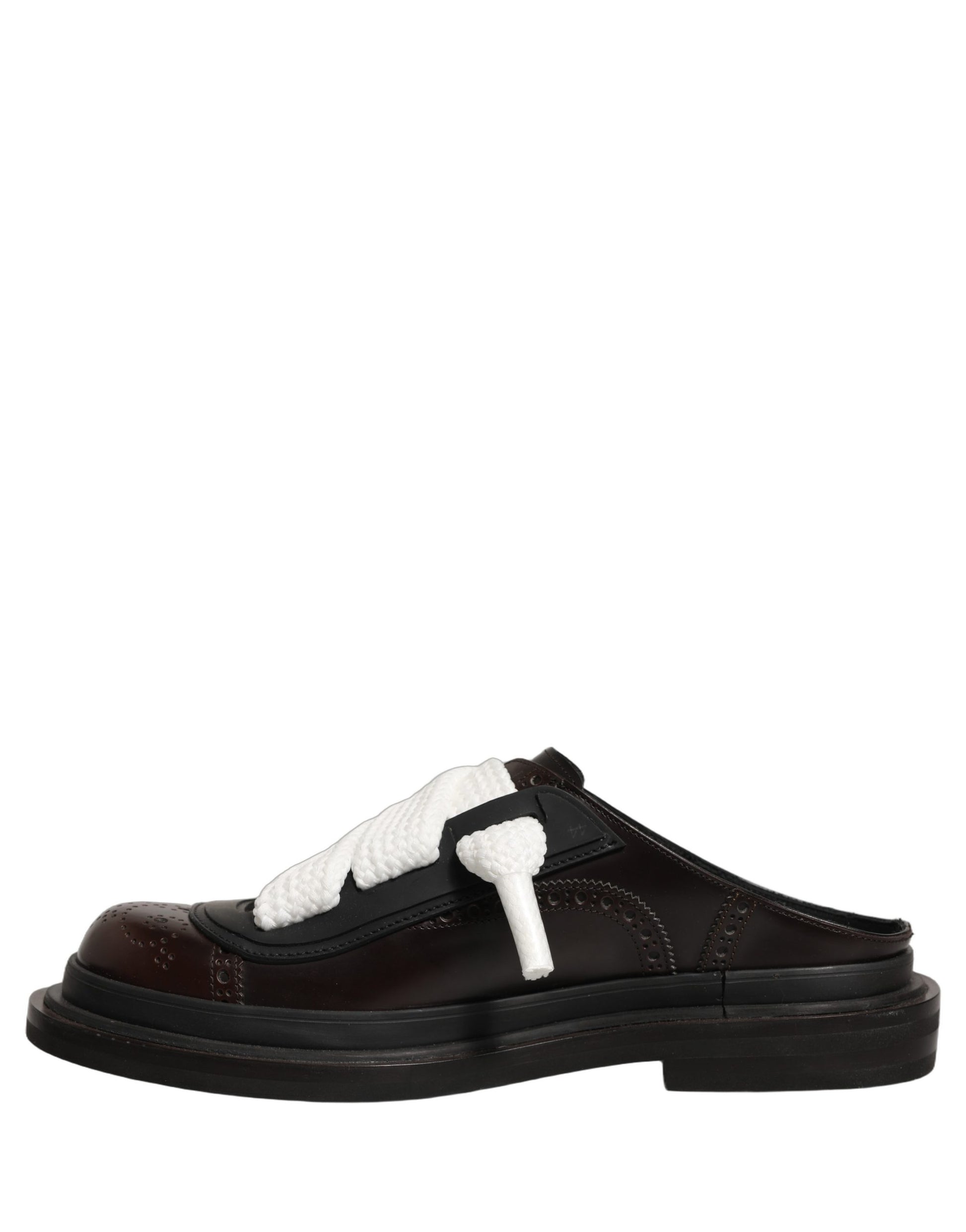 Dolce & Gabbana Brown Leather Slip-On Flat Sandals for Men