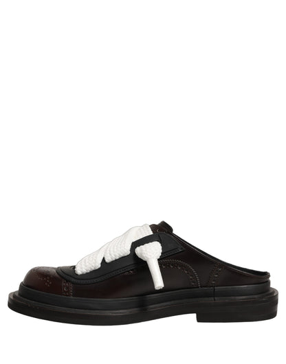 Dolce & Gabbana Brown Leather Slip-On Flat Sandals for Men