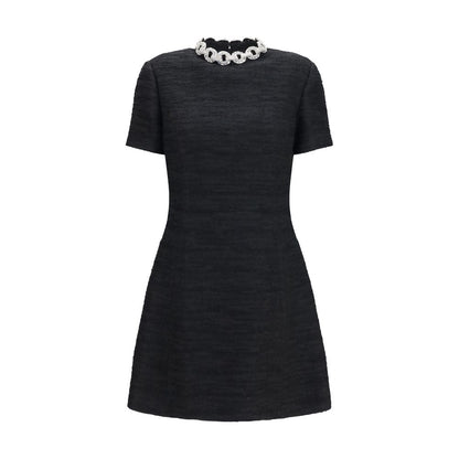 Valentino Black Tweed Embellished Mini Dress