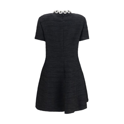 Valentino Black Tweed Embellished Mini Dress
