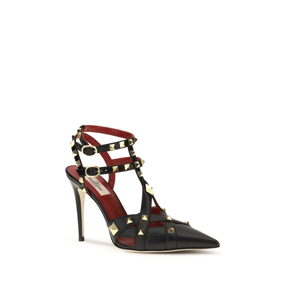 Valentino Garavani Black Studdy Kidskin High Heel Pumps
