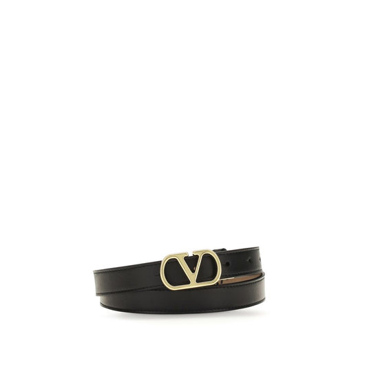 Valentino Garavani Black Calf Leather Reversible Belt