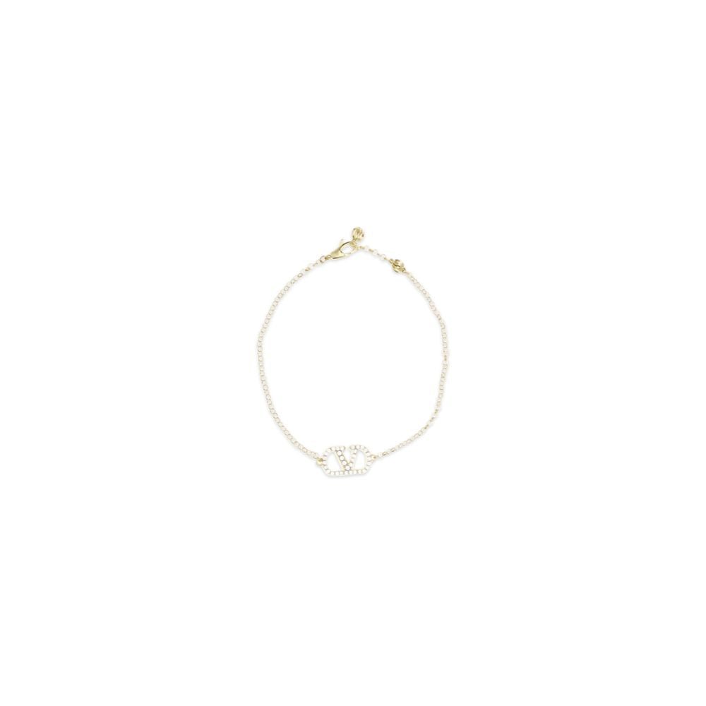 Valentino Garavani Gold Metal VLogo Signature Bracelet Metal And Swarovski Crystals