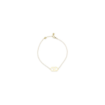 Valentino Garavani Gold Metal VLogo Signature Bracelet Metal And Swarovski Crystals