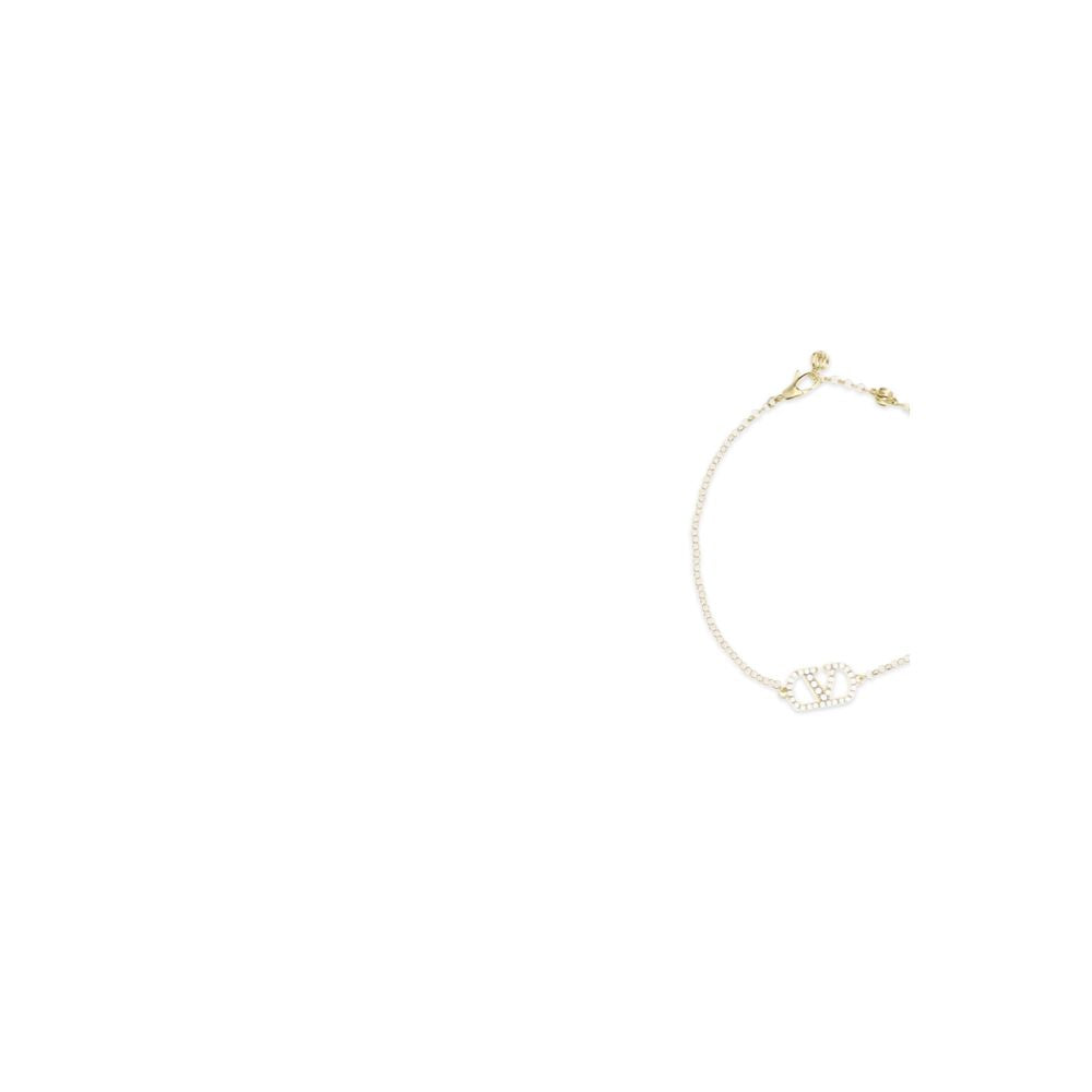 Valentino Garavani Gold Metal VLogo Signature Bracelet Metal And Swarovski Crystals