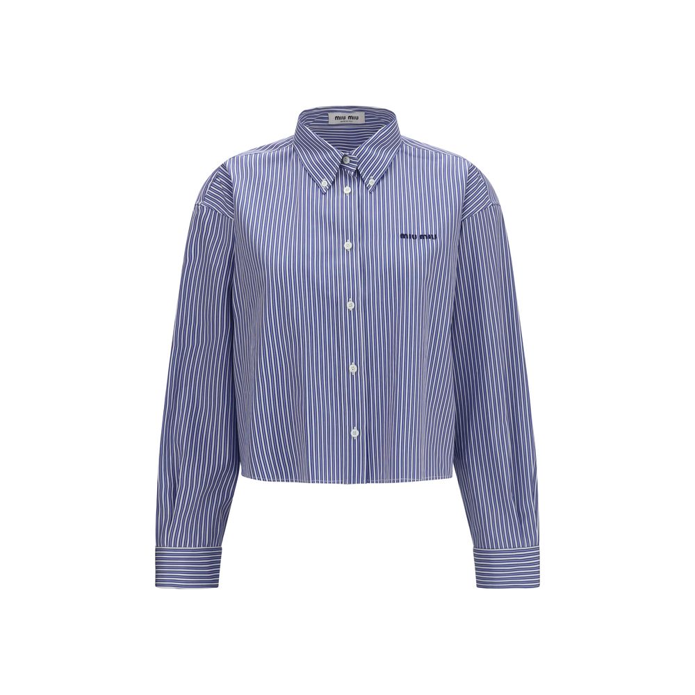 Miu Miu Blue Striped Cotton Dress Shirt
