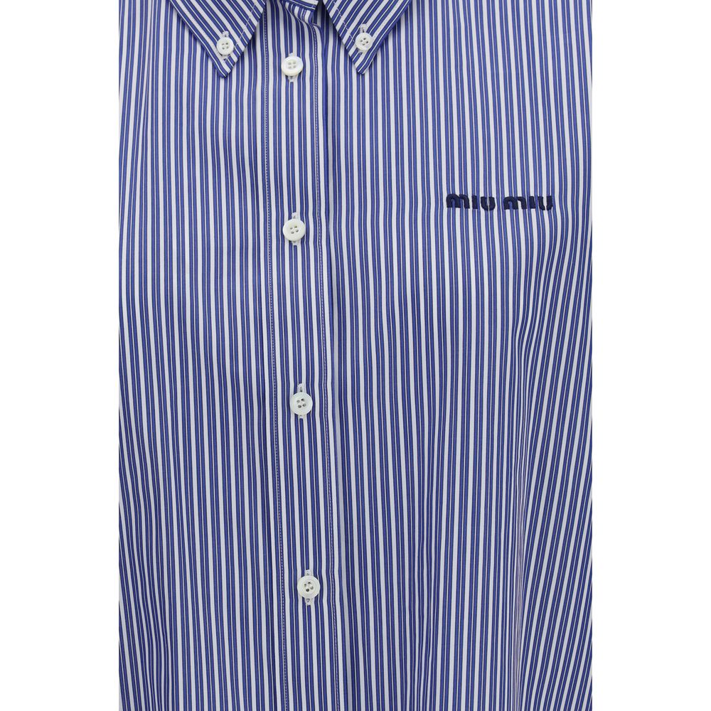 Miu Miu Blue Striped Cotton Dress Shirt